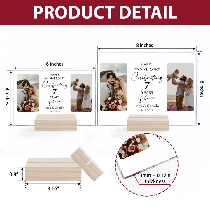 Happy Anniversary - Personalized Custom Acrylic Plaque - Valentine's Day, Anniversary Gift For Couple, Husband, Wife, Boyfriend, Girlfriend