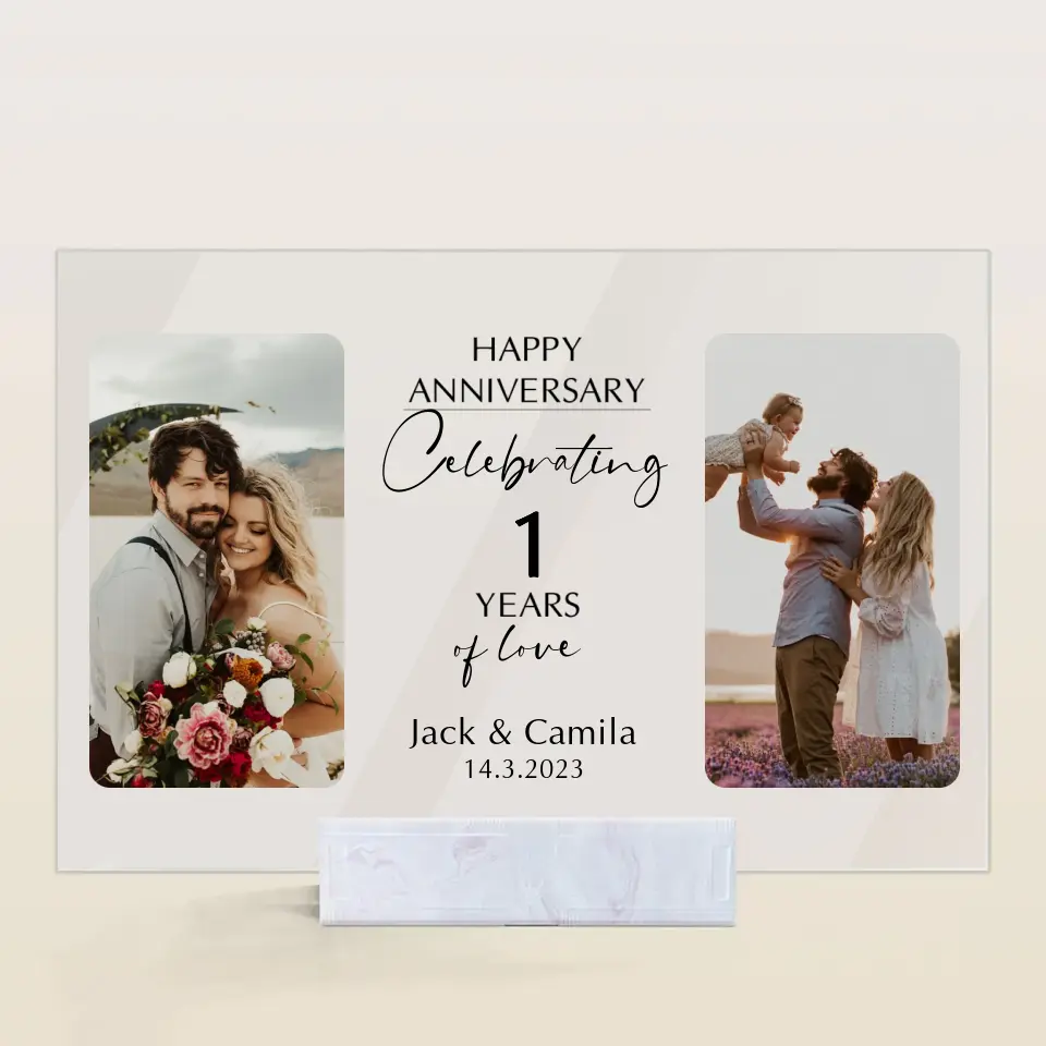 Happy Anniversary - Personalized Custom Acrylic Plaque - Valentine's Day, Anniversary Gift For Couple, Husband, Wife, Boyfriend, Girlfriend
