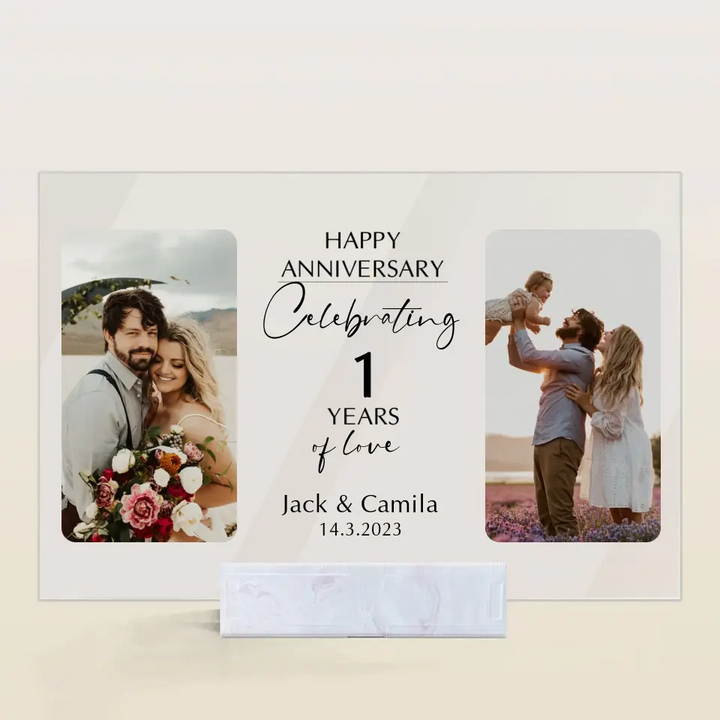 Happy Anniversary - Personalized Custom Acrylic Plaque - Valentine's Day, Anniversary Gift For Couple, Husband, Wife, Boyfriend, Girlfriend