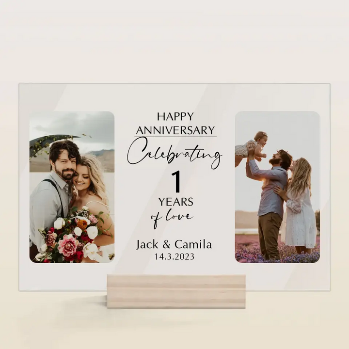 Happy Anniversary - Personalized Custom Acrylic Plaque - Valentine's Day, Anniversary Gift For Couple, Husband, Wife, Boyfriend, Girlfriend