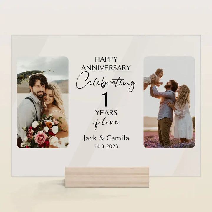 Happy Anniversary - Personalized Custom Acrylic Plaque - Valentine's Day, Anniversary Gift For Couple, Husband, Wife, Boyfriend, Girlfriend