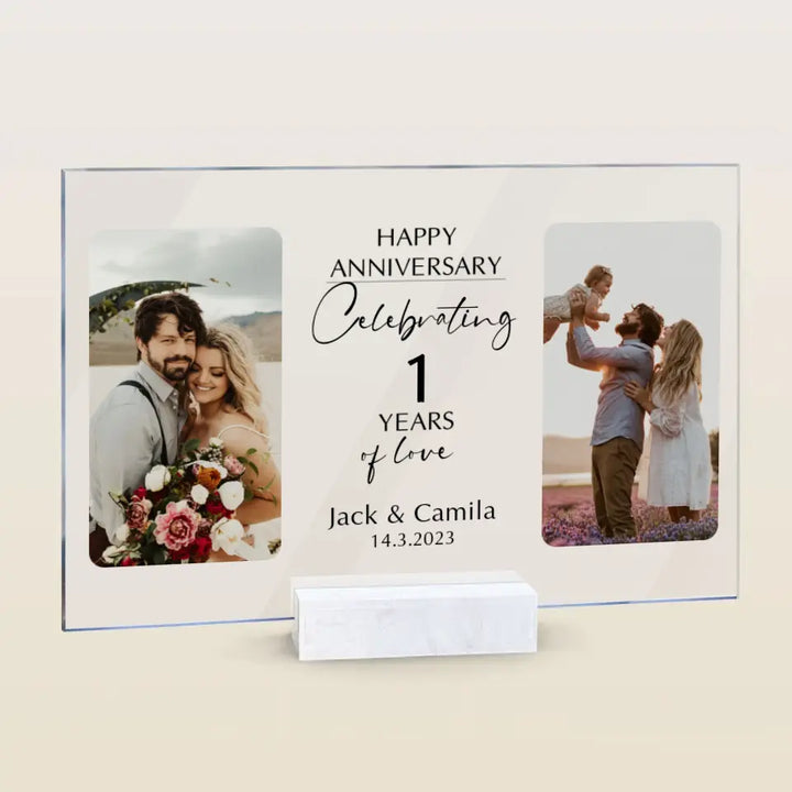 Happy Anniversary - Personalized Custom Acrylic Plaque - Valentine's Day, Anniversary Gift For Couple, Husband, Wife, Boyfriend, Girlfriend