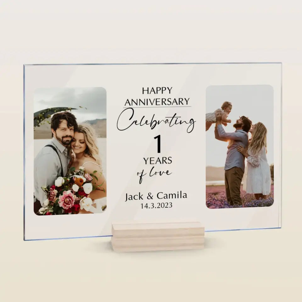 Happy Anniversary - Personalized Custom Acrylic Plaque - Valentine's Day, Anniversary Gift For Couple, Husband, Wife, Boyfriend, Girlfriend