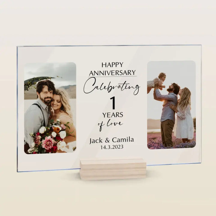 Happy Anniversary - Personalized Custom Acrylic Plaque - Valentine's Day, Anniversary Gift For Couple, Husband, Wife, Boyfriend, Girlfriend
