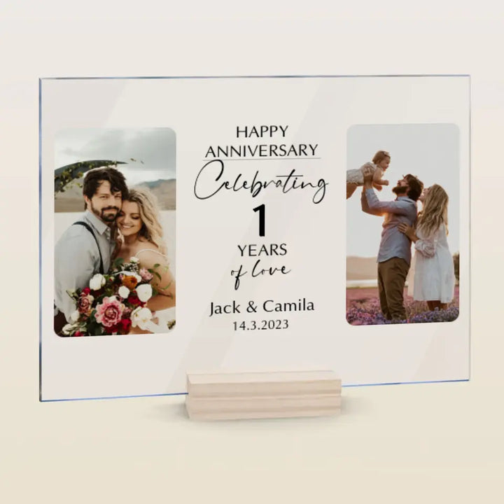 Happy Anniversary - Personalized Custom Acrylic Plaque - Valentine's Day, Anniversary Gift For Couple, Husband, Wife, Boyfriend, Girlfriend