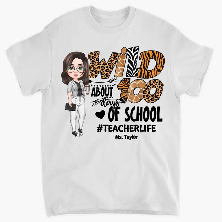 Wild About 100 Days Of School - Personalized Custom T-shirt - Teacher's Day, Appreciation Gift For Teacher