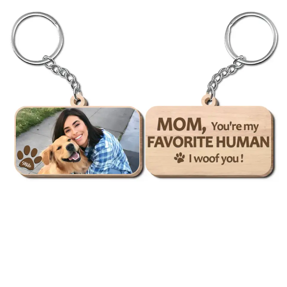 To My Favorite Person - Personalized Custom Wooden Keychain - Gift For Dog Mom, Dog Dad, Dog Lover, Dog Owner
