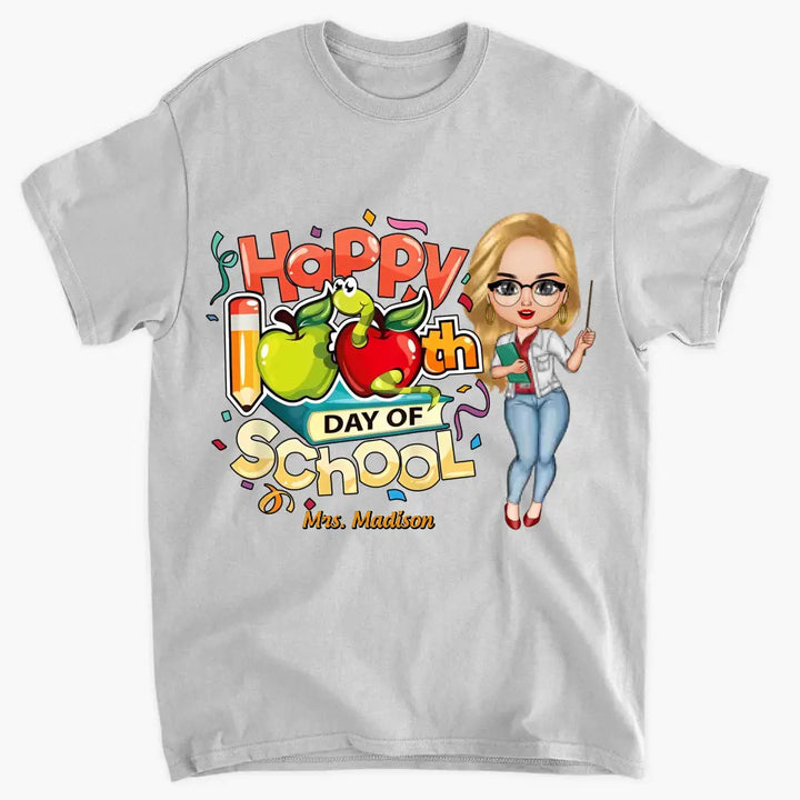 Happy 100th Day Of School - Personalized Custom T-shirt - Teacher's Day, Appreciation Gift For Teacher