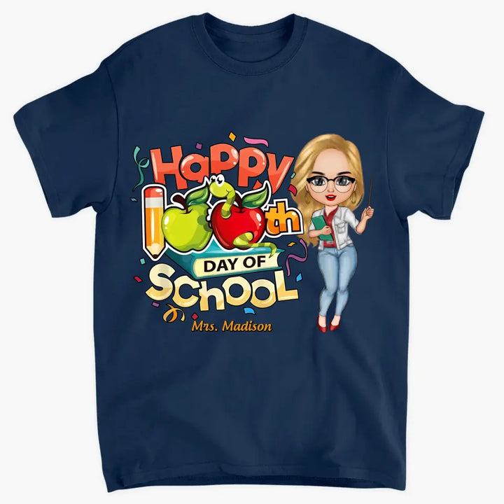 Happy 100th Day Of School - Personalized Custom T-shirt - Teacher's Day, Appreciation Gift For Teacher