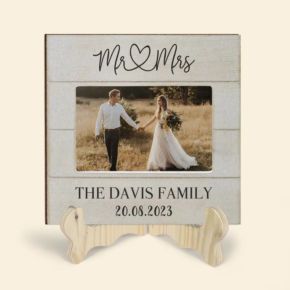 Mr. & Mrs. - Personalized Custom 1 Layer Wooden Sign - Valentine's Day, Anniversary Gift For Couple, Wife, Husband, Boyfriends, Girlfriends