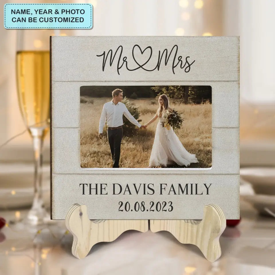 Mr. & Mrs. - Personalized Custom 1 Layer Wooden Sign - Valentine's Day, Anniversary Gift For Couple, Wife, Husband, Boyfriends, Girlfriends