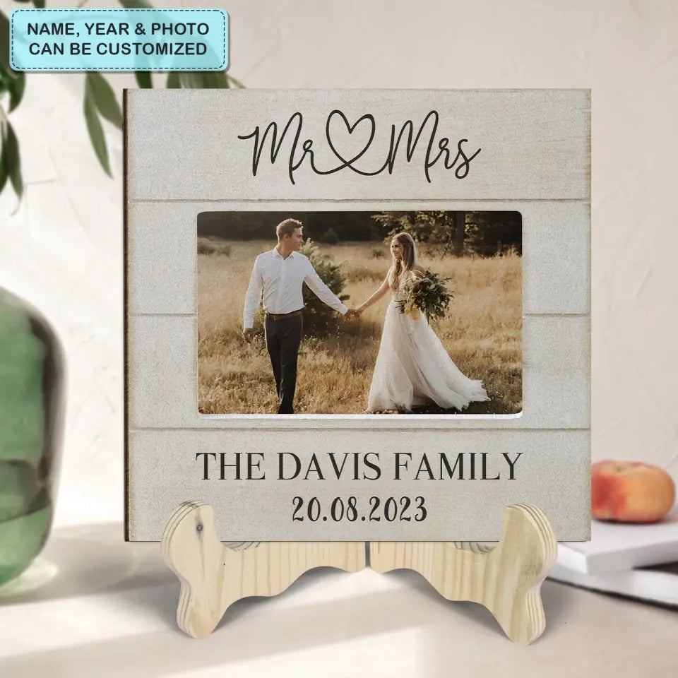 Mr. & Mrs. - Personalized Custom 1 Layer Wooden Sign - Valentine's Day, Anniversary Gift For Couple, Wife, Husband, Boyfriends, Girlfriends
