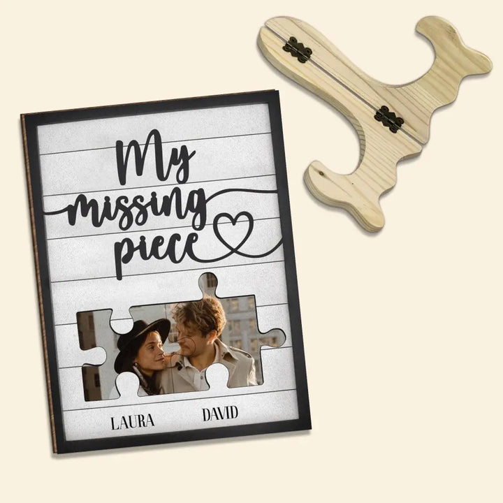 My Missing Piece - Personalized Custom 1 Layer Wooden Sign - Valentine's Day, Anniversary Gift For Couple, Wife, Husband, Boyfriend, Girlfriend