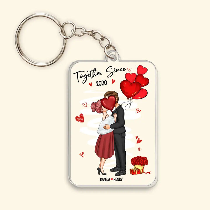 Together Since - Personalized Custom Acrylic Keychain - Valentine's Day, Anniversary Gift For Couple, Wife, Husband, Boyfriend, Girlfriend