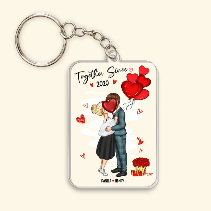 Together Since - Personalized Custom Acrylic Keychain - Valentine's Day, Anniversary Gift For Couple, Wife, Husband, Boyfriend, Girlfriend