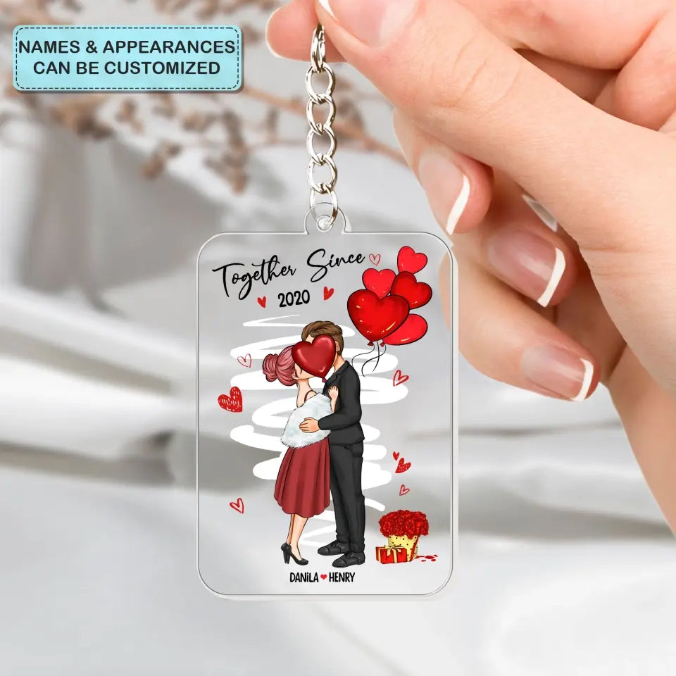 Together Since - Personalized Custom Acrylic Keychain - Valentine's Day, Anniversary Gift For Couple, Wife, Husband, Boyfriend, Girlfriend