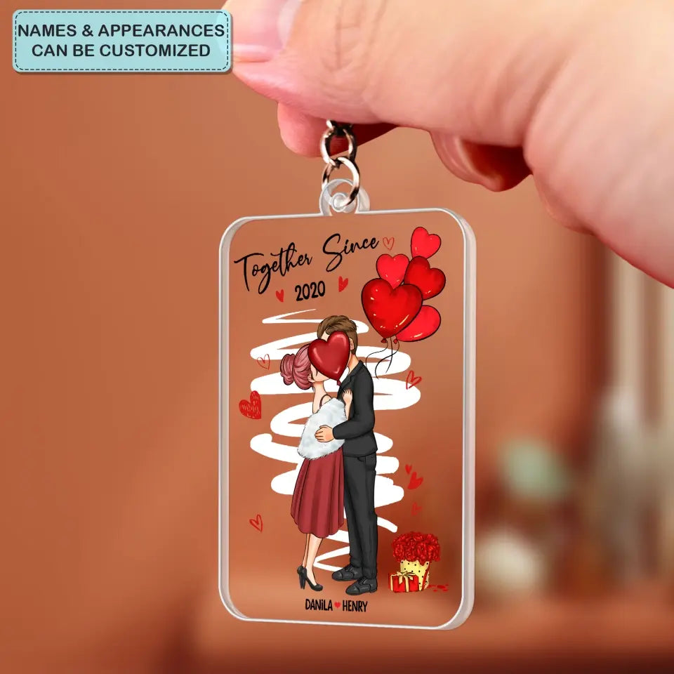 Together Since - Personalized Custom Acrylic Keychain - Valentine's Day, Anniversary Gift For Couple, Wife, Husband, Boyfriend, Girlfriend