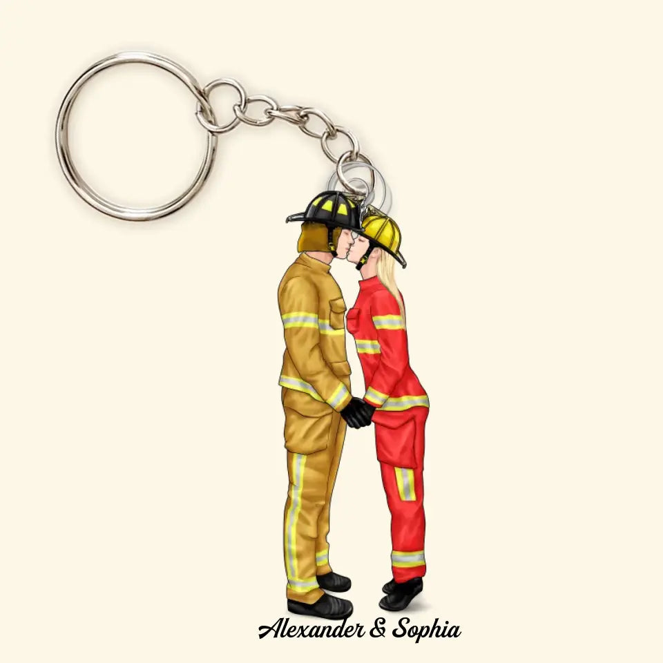Couple Jobs Nurse Police Officer Firefighter EMS Military - Personalized Custom Acrylic Keychain - Valentine's Day, Anniversary Gift For Couple, Wife, Husband, Boyfriend, Girlfriend CLA0DM021