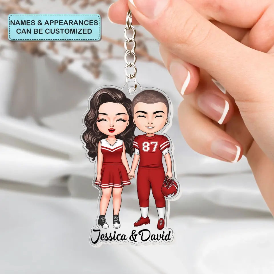 American Football Couple - Personalized Custom Acrylic Keychain - Valentine's Day, Anniversary Gift For Couple, Wife, Husband, Boyfriend, Girlfriend CLA0DM026