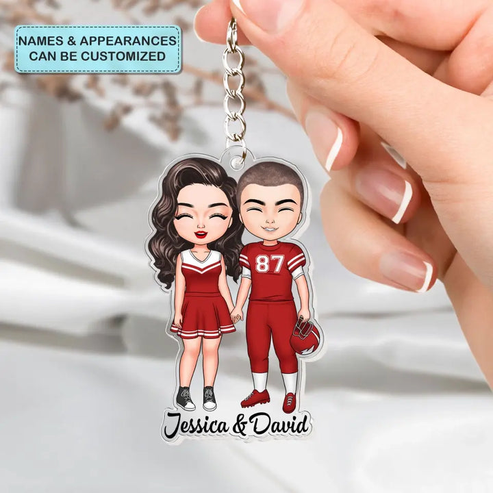 American Football Couple - Personalized Custom Acrylic Keychain - Valentine's Day, Anniversary Gift For Couple, Wife, Husband, Boyfriend, Girlfriend CLA0DM026