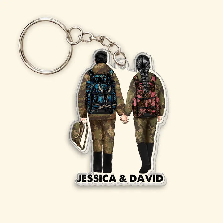 Hunting Couple - Personalized Custom Acrylic Keychain - Valentine's Day, Anniversary Gift For Couple, Wife, Husband, Boyfriend, Girlfriend CLA0DM025