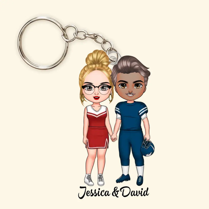 American Football Couple - Personalized Custom Acrylic Keychain - Valentine's Day, Anniversary Gift For Couple, Wife, Husband, Boyfriend, Girlfriend CLA0DM026