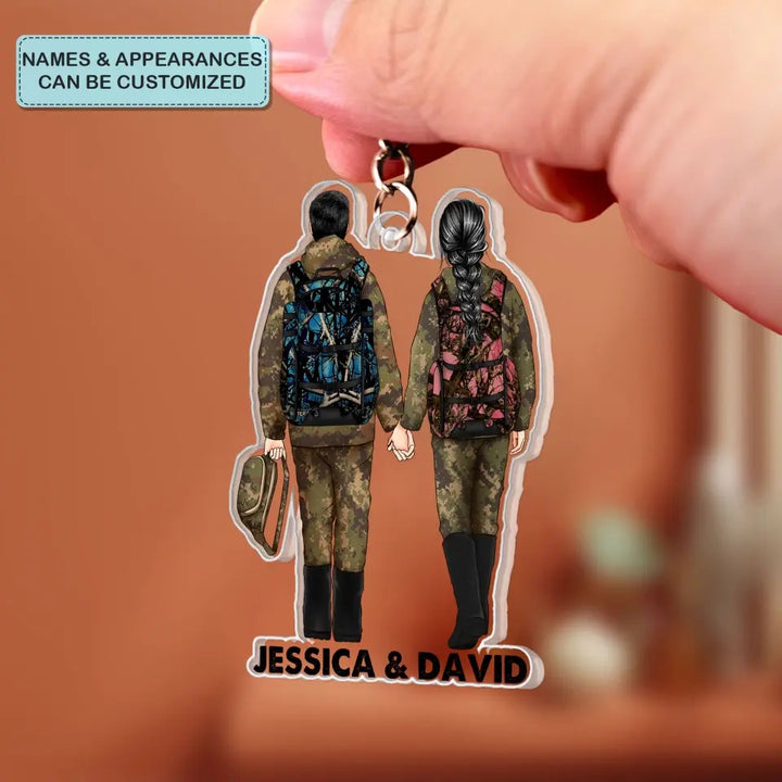 Hunting Couple - Personalized Custom Acrylic Keychain - Valentine's Day, Anniversary Gift For Couple, Wife, Husband, Boyfriend, Girlfriend CLA0DM025