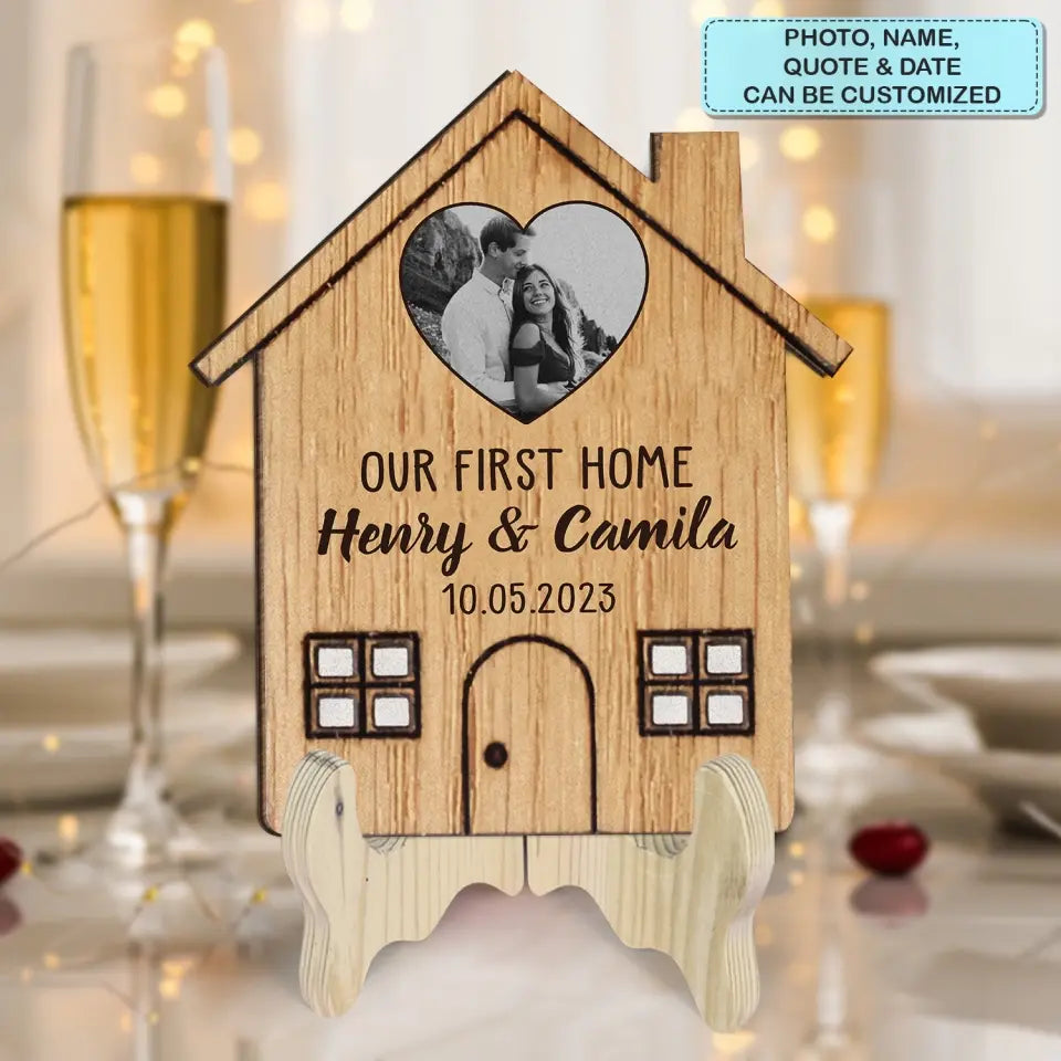 Our First Home - Personalized Custom 1 Layer Wooden Sign - Valentine's Day, Anniversary Gift For Couple, Wife, Husband, Boyfriend, Girlfriend