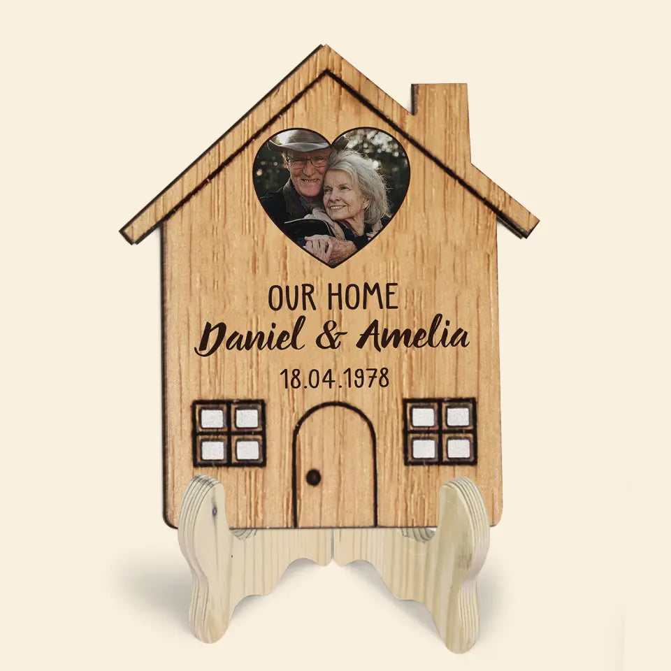 Our First Home - Personalized Custom 1 Layer Wooden Sign - Valentine's Day, Anniversary Gift For Couple, Wife, Husband, Boyfriend, Girlfriend