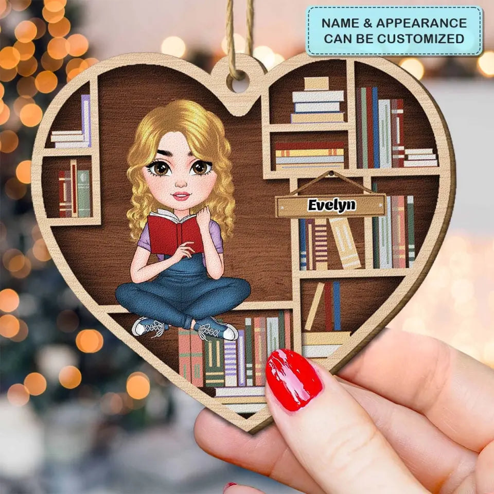 Just A Girl In Love With Her Books - Personalized Custom Wood Ornament - Christmas Gift For Reading Lover