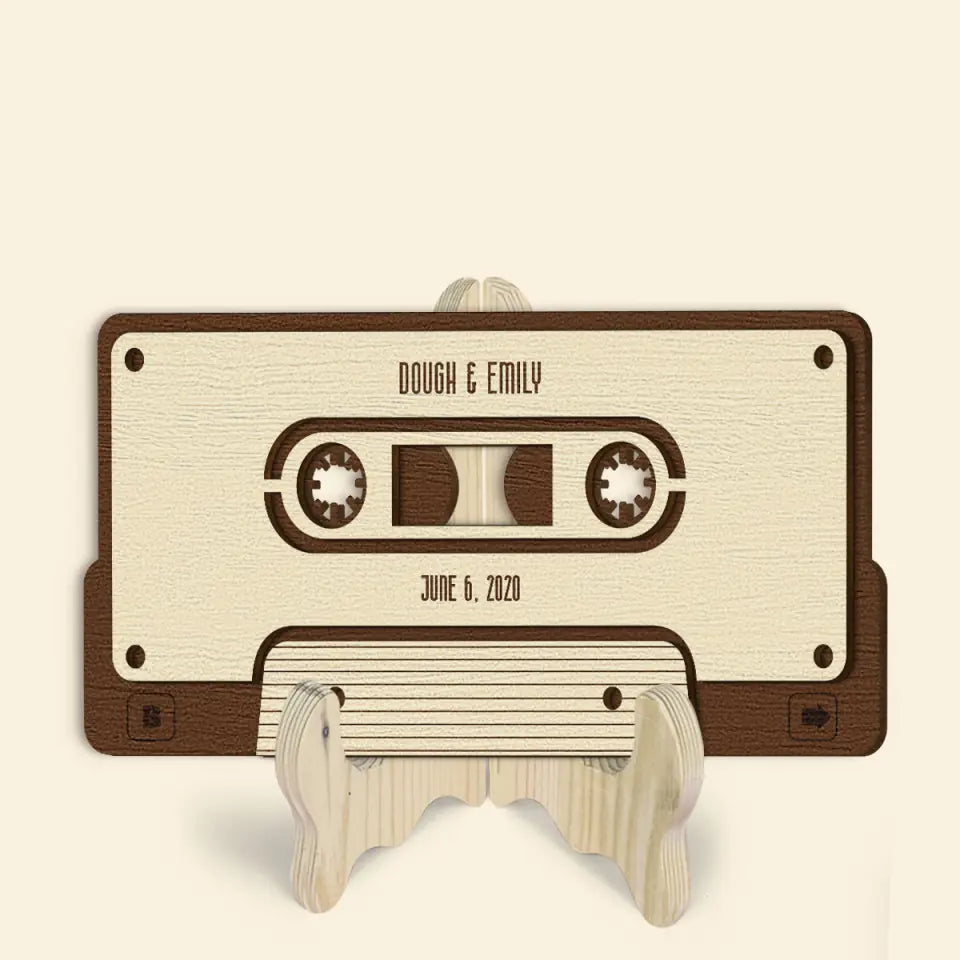 Modern Mixtape - Personalized Custom 2-Layer Wooden Sign - Valentine's Day, Anniversary Gift For Couple, Husband, Wife, Boyfriend, Girlfriend