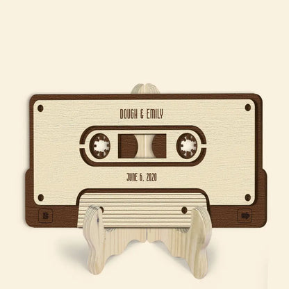 Modern Mixtape - Personalized Custom 2-Layer Wooden Sign - Valentine's Day, Anniversary Gift For Couple, Husband, Wife, Boyfriend, Girlfriend