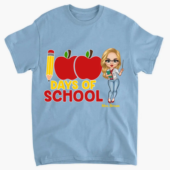 100 Days Of School Apple Pencil - Personalized Custom T-shirt - Teacher's Day, Appreciation Gift For Teacher
