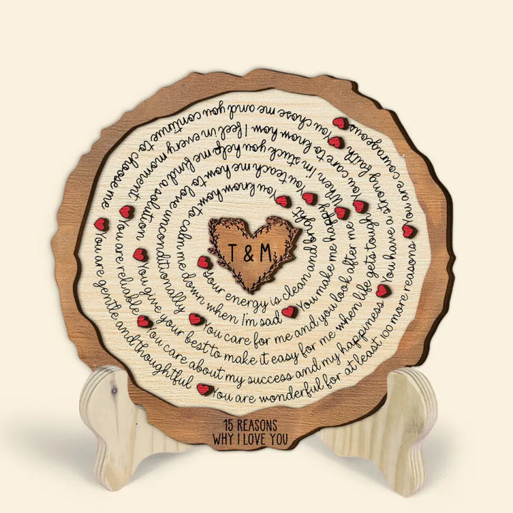 15 Reasons Why I Love You - Personalized Custom 2-Layer Wooden Plaque - Gift For Couple, Husband, Wife, Boyfriend, Girlfriend