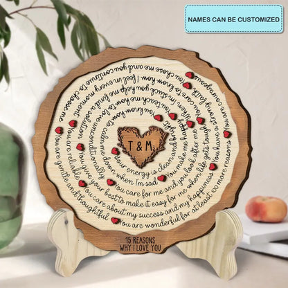 15 Reasons Why I Love You - Personalized Custom 2-Layer Wooden Plaque - Gift For Couple, Husband, Wife, Boyfriend, Girlfriend
