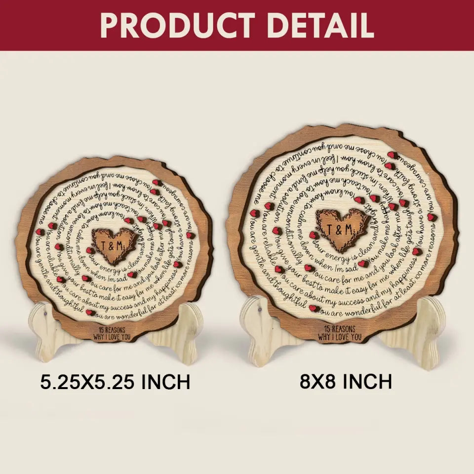 15 Reasons Why I Love You - Personalized Custom 2-Layer Wooden Plaque - Gift For Couple, Husband, Wife, Boyfriend, Girlfriend