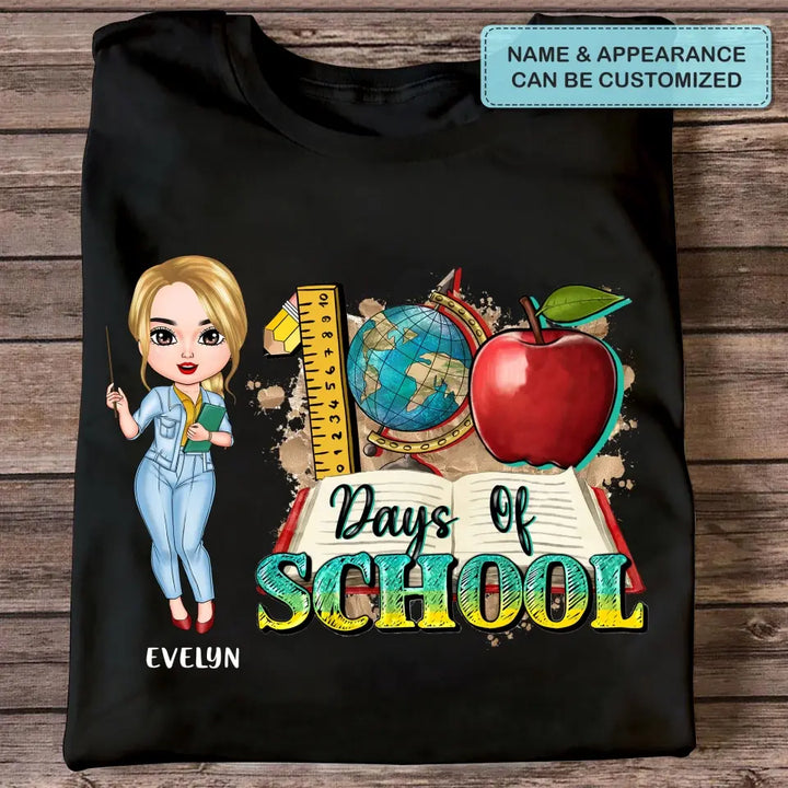100 Days Of School - Personalized Custom T-shirt - Teacher's Day, Appreciation Gift For Teacher