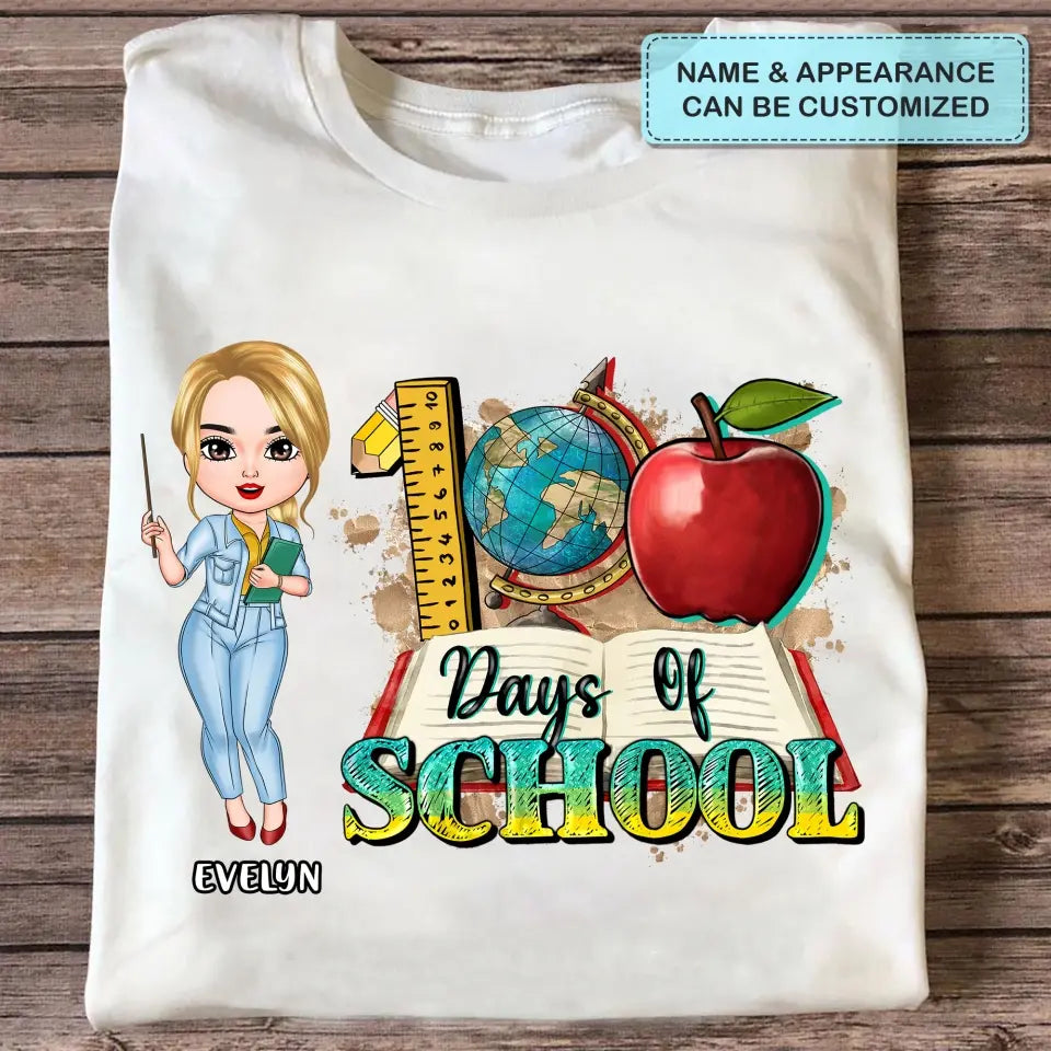 100 Days Of School - Personalized Custom T-shirt - Teacher's Day, Appreciation Gift For Teacher