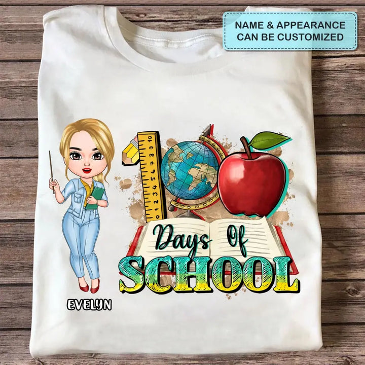 100 Days Of School - Personalized Custom T-shirt - Teacher's Day, Appreciation Gift For Teacher