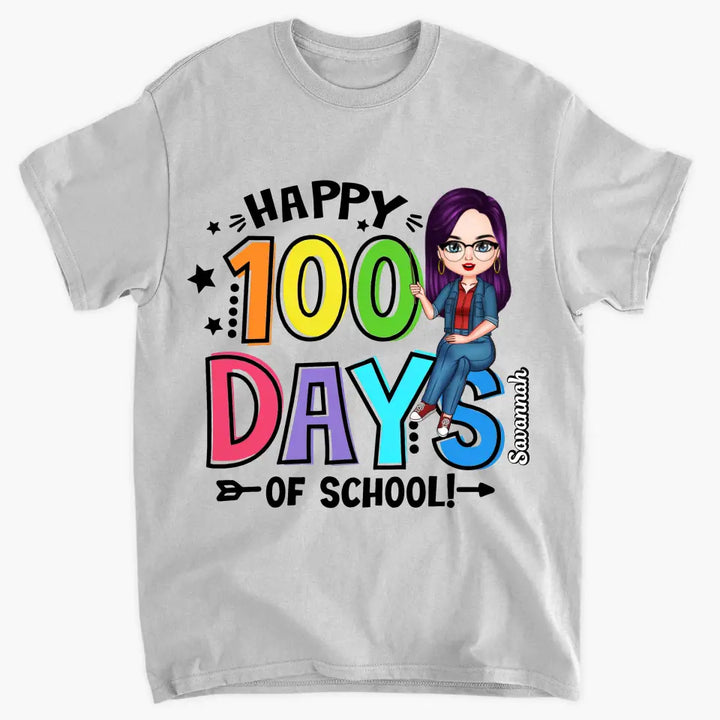 Happy 100 Days Of School Rainbow - Personalized Custom T-shirt - Teacher's Day, Appreciation Gift For Teacher