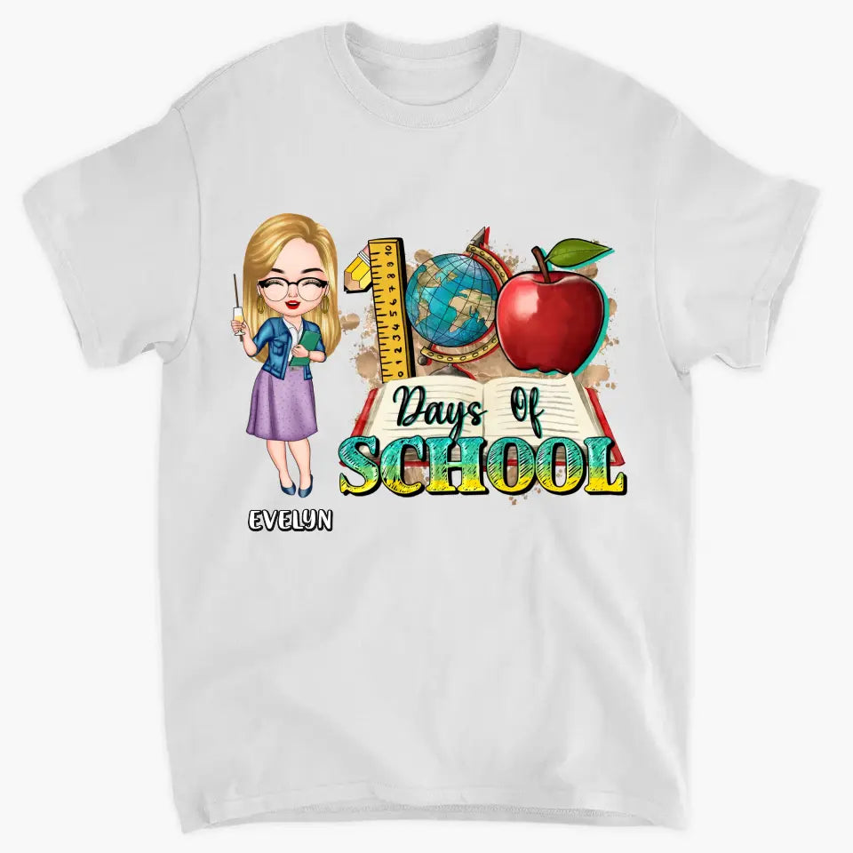 100 Days Of School - Personalized Custom T-shirt - Teacher's Day, Appreciation Gift For Teacher