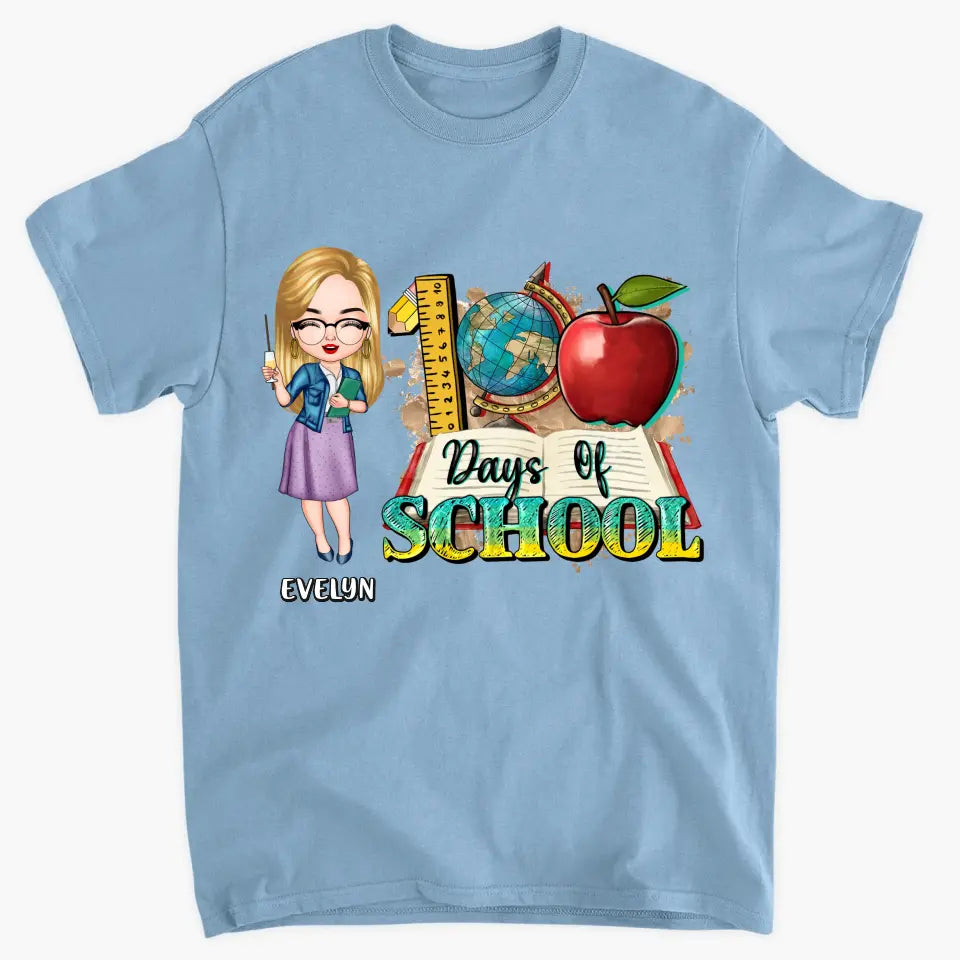100 Days Of School - Personalized Custom T-shirt - Teacher's Day, Appreciation Gift For Teacher