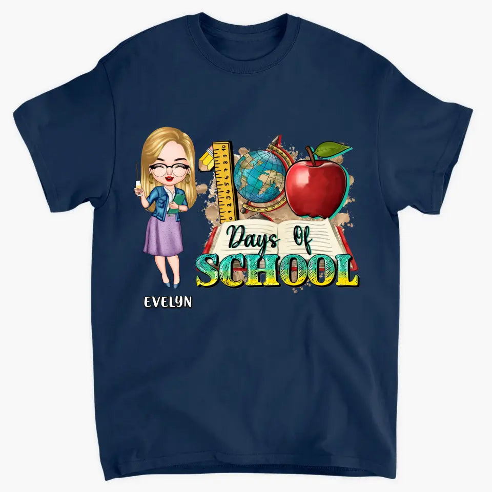 100 Days Of School - Personalized Custom T-shirt - Teacher's Day, Appreciation Gift For Teacher