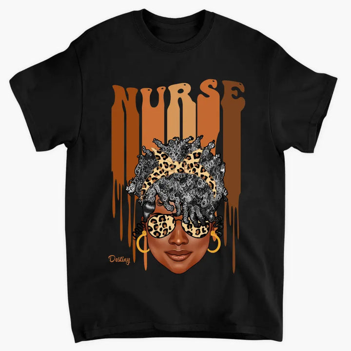 Black Nurse Love Melanin - Personalized Custom T-shirt - Nurse's Day, Appreciation Gift For Nurse