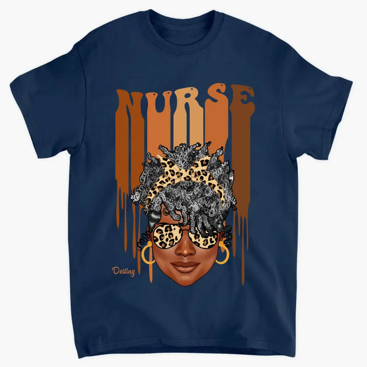 Black Nurse Love Melanin - Personalized Custom T-shirt - Nurse's Day, Appreciation Gift For Nurse
