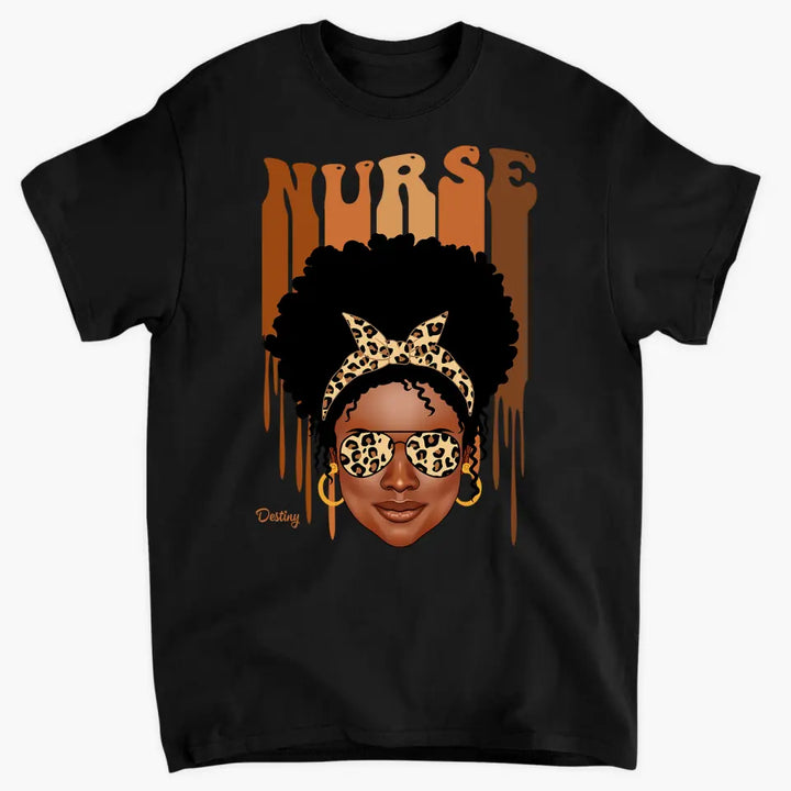 Black Nurse Love Melanin - Personalized Custom T-shirt - Nurse's Day, Appreciation Gift For Nurse