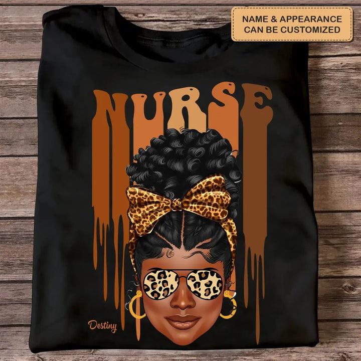 Black Nurse Love Melanin - Personalized Custom T-shirt - Nurse's Day, Appreciation Gift For Nurse