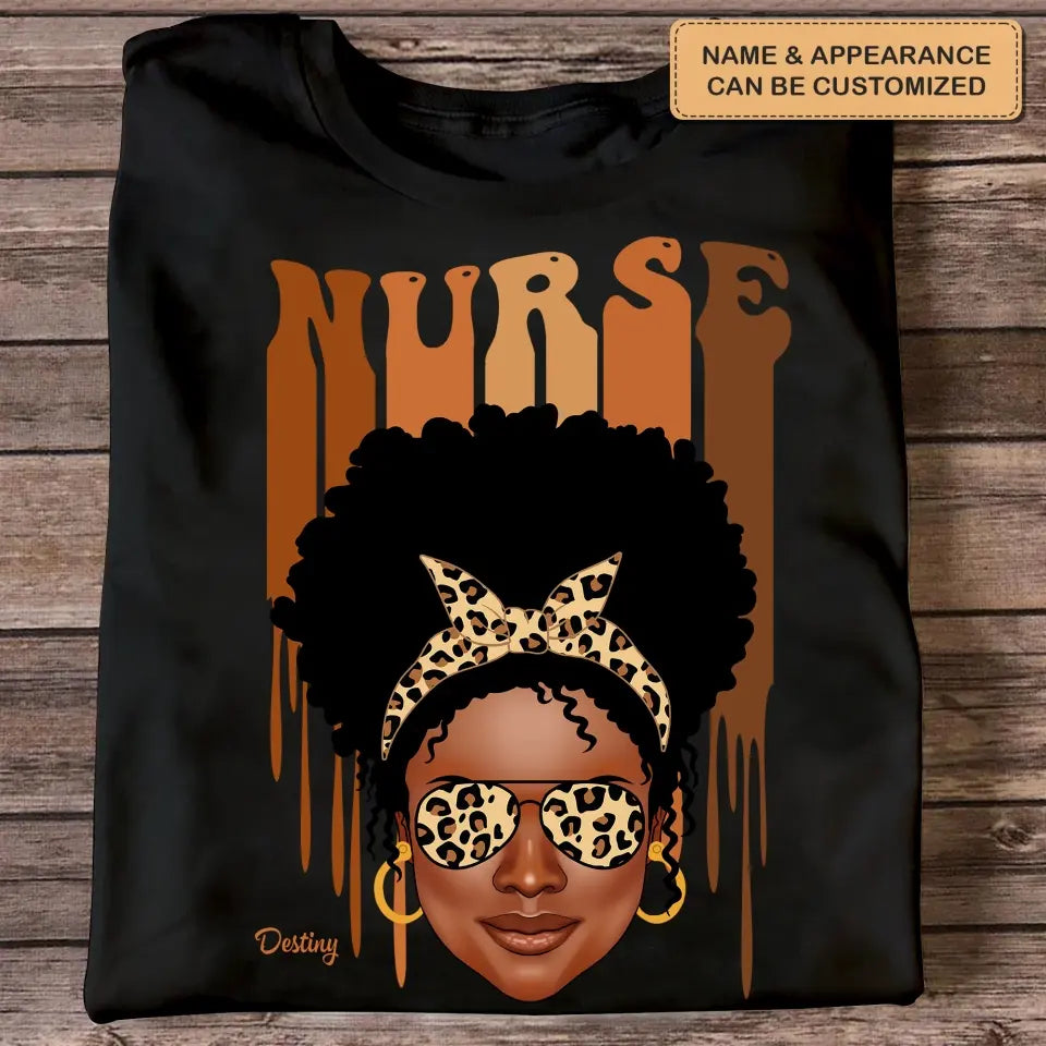 Black Nurse Love Melanin - Personalized Custom T-shirt - Nurse's Day, Appreciation Gift For Nurse