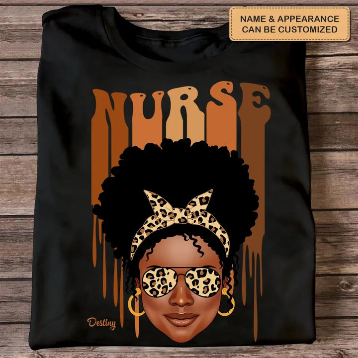 Black Nurse Love Melanin - Personalized Custom T-shirt - Nurse's Day, Appreciation Gift For Nurse