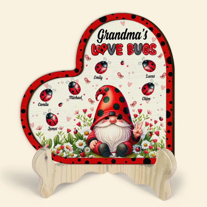 Grandmas Love Bugs V2 - Personalized Custom 2-Layer Wooden Sign - Gift For Family Members, Grandma, Mom